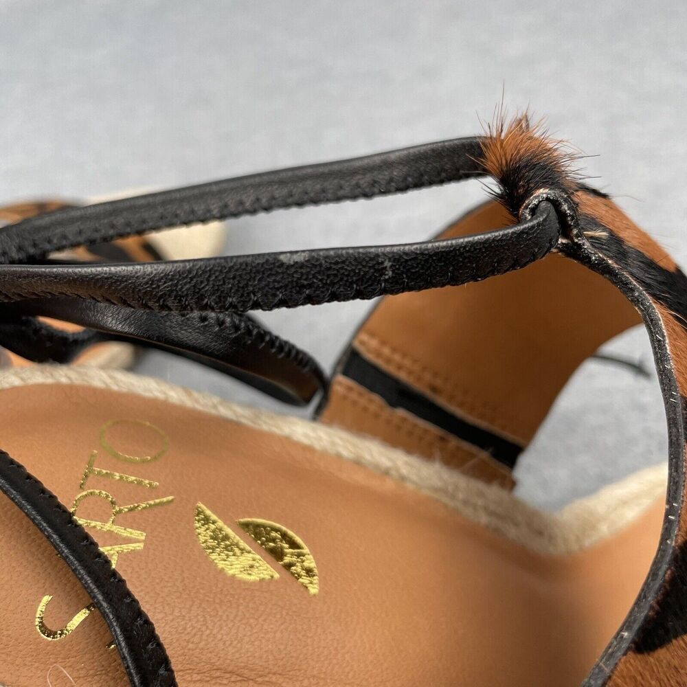 Franco Sarto Sandals Womens 7.5 Brown Black Zebra Stripe Calf‎ Hair Ankle Strap - Picture 16 of 16